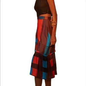 Anthropologie Eva Franco Flounced Midi Skirt Size 2